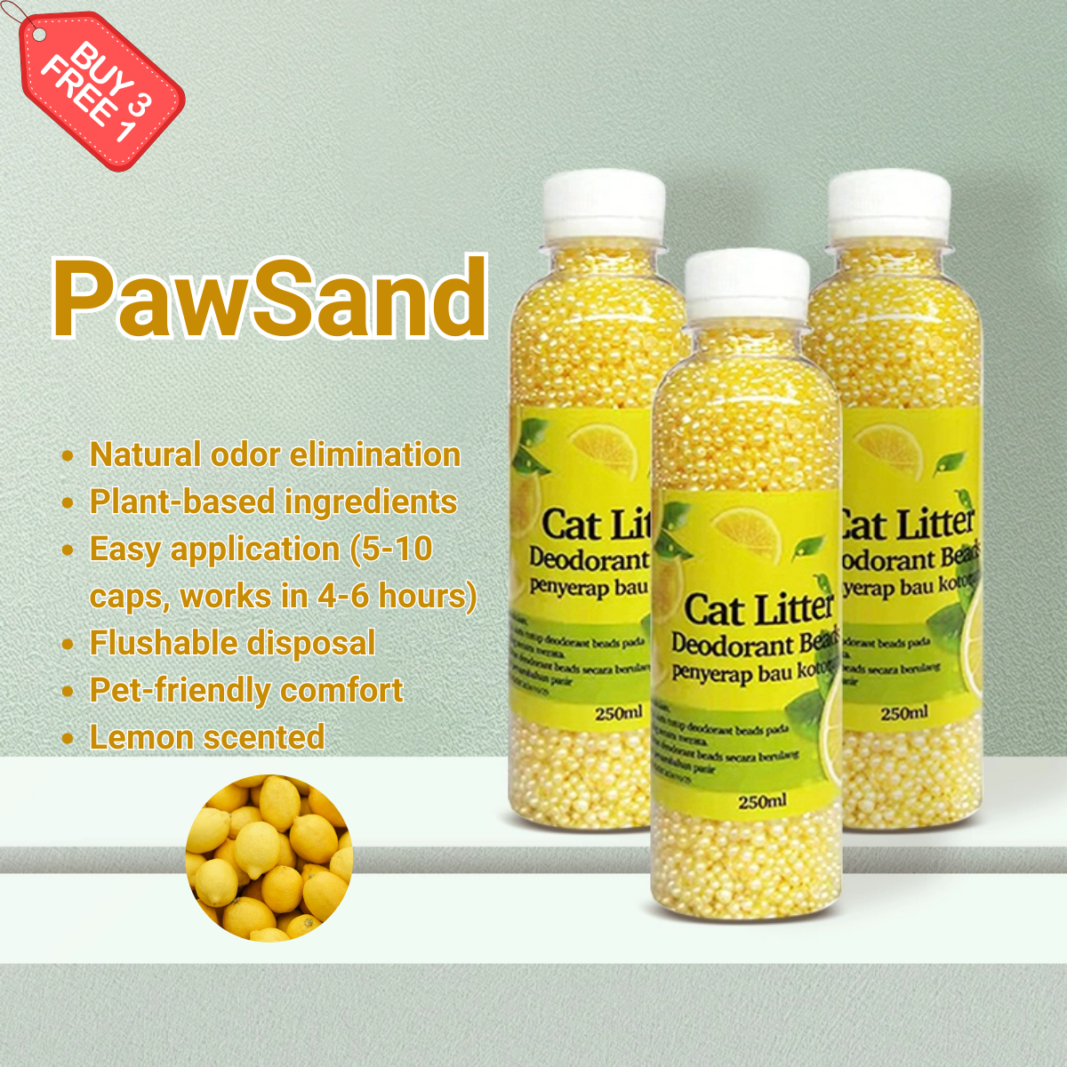 4pcs PawSand - Cat Litter Deodorizing Beads